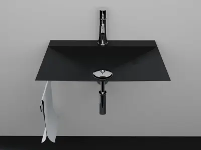 Sink bathroom black Low-poly 3D model