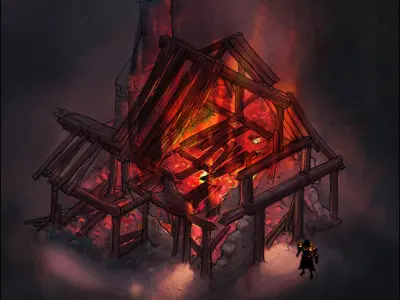 Game Burned houses 02 3D model purchase