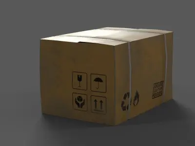 low poly box cardboard Low-poly 3D model