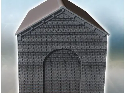 Brick workshop with large access door and annex with staircase 4 3D print model