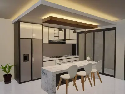 Blender Eevee Minimalist Home Design Low-poly 3D model 3D model