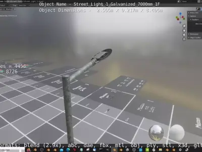 Street Light 1 Galvanized 7000mm 1F Low-poly 3D model