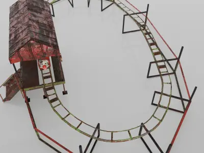 Abandoned Clown Roller Coaster Low-poly 3D model