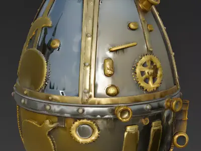 Realistic Steampunk Easter Egg 3D Model Low-poly 3D model