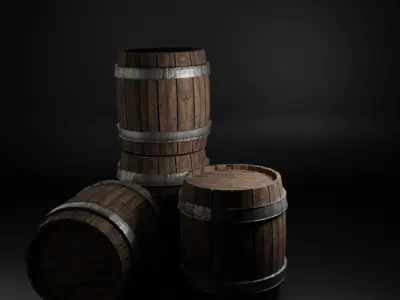 Game-Ready Barrel  PBR Textured Free 3D model