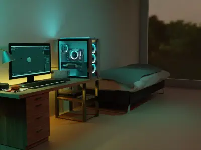 A room computer - lighting Free 3D model