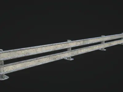 Road PBR metal fence Low-poly 3D model