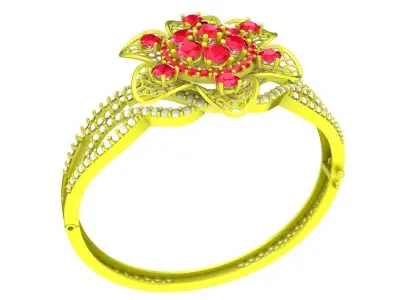 Luxury Ruby Cluster Flower Ring Jewelry 3D Model 6355 3D print model