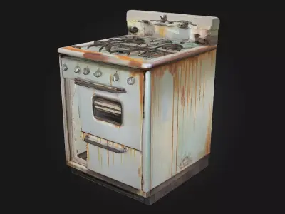 Rusty Vintage Stove  Aged Charm of Classic Cooking 3D model