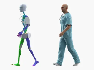  Medical Professional with Scrubs Rigged 