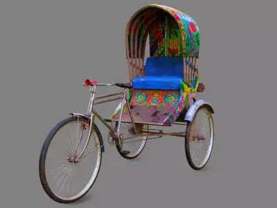 Rickshaw Dhaka Low-poly 3D model