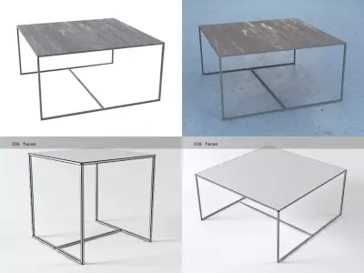 Duchamp three different tables with metal legs 3D model