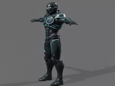 Cyber Ninja Character STL  Futuristic Sci Fi Warrior Model Low-poly 3D model