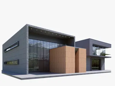 Villa gallery Low-poly 3D model