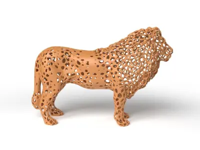 Lion Voronoi Low-poly 3D model