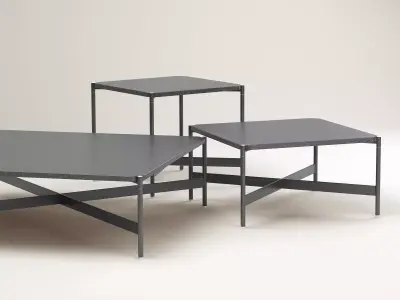 Heron square table with metal legs 3D model