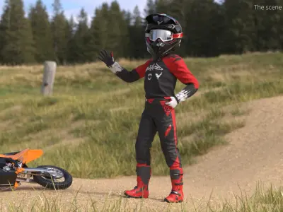  Youth Offroad Racing Suit with Goggles Black-Red Rigged 