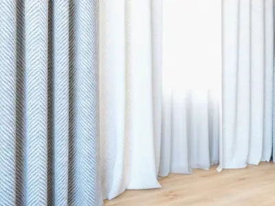 Curtains 32 Curtains with Tulle 3D model