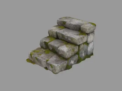 Ancient stone stairs  Low-poly 3D model