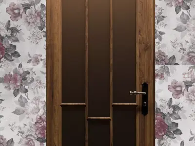 3D Wooden Door Low-poly 3D model- GLASS DOOR Low-poly 3D model Free low-poly 3D model