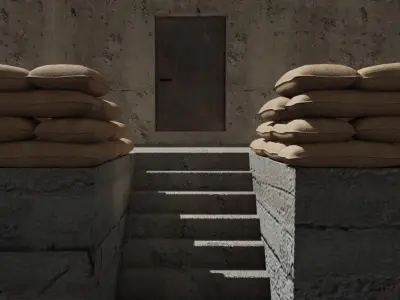 Bunker and Sand Bags - World War 3D model