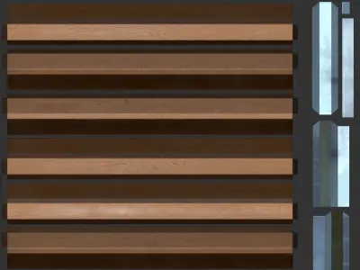 Street bench low poly pbr game ready Low-poly 3D model 5