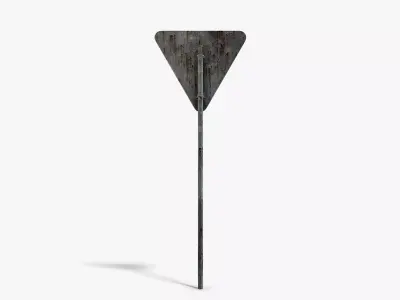 Damaged Give Way Sign Low-poly 3D model