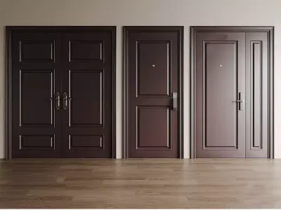 Wooden-door double-door  Password-door entrance-door 3D model