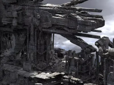 Advanced Ancient Civilization Ship architecture 6 huge designs 3D model