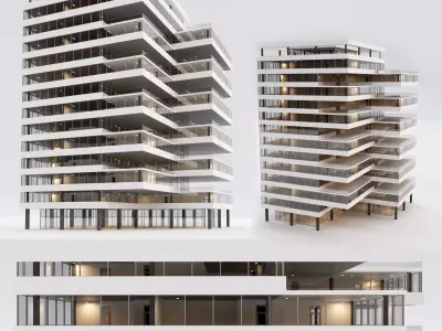 Office building Low-poly 3D model 9
