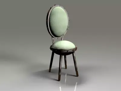 slim tiffany green stool in tea room light 3D model