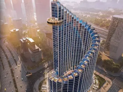 TWOER futuristic skyscraper in dubai Low-poly 3D model