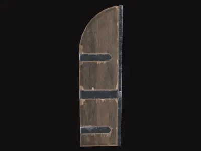 Medieval Door Part Left Low-poly 3D model