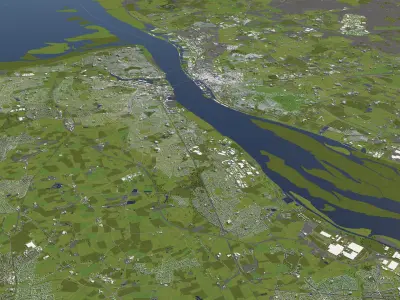 Liverpool 50x50km 3D City Map 3D model