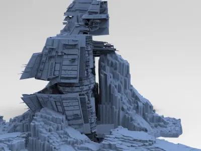 Star freighter on mountain 3D model