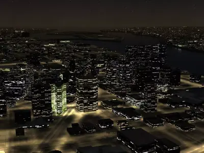 Detroit USA Night Time City 3D model