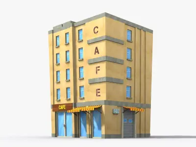 35 Cartoon Building collection Low poly 3D Model Pack