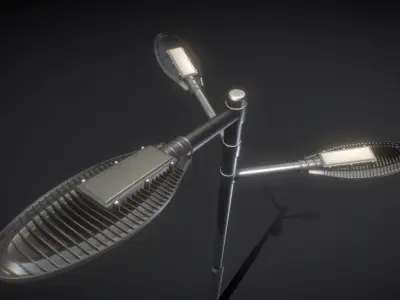 Sci-Fi Street Light 14 version 5 3m with pole 3 Low-poly 3D model