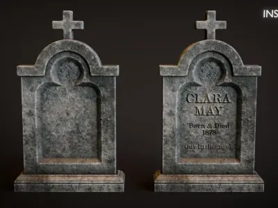 Stepped Arch Tombstone Low-poly 3D model