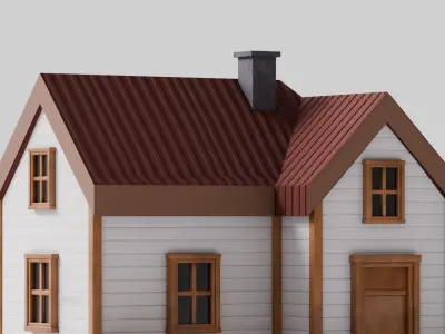 Cute Cartoon Small Wood House 01 3D model