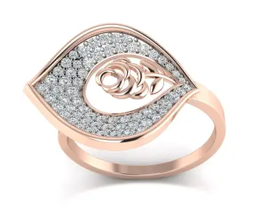 Light Weight Rose Gold Diamond Ring  -P S-33 A R 3D print model