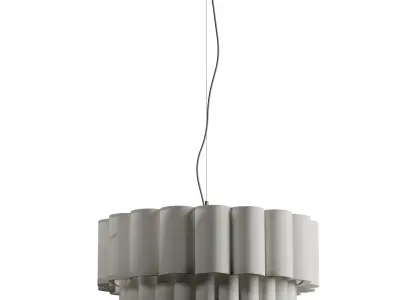 Folia large scalloped natural linen pendant file Low-poly 3D model