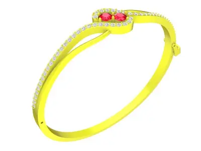 Elegant Open Band Gold Ring with Du Red Gemstones for Women 6492 3D print model