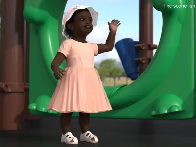  Little African Girl in Summer Outfit Rigged 