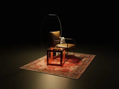 CubeChair chair with lamp and rug 3D model