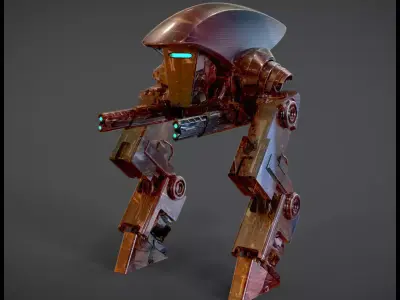 Strider armored robot with gun 3D model