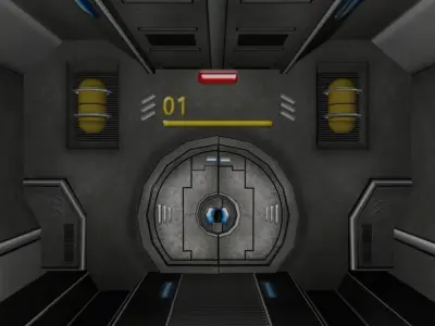 Sci-fi Corridor with Door and floor and Diagonal Corners Low-poly 3D model