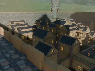 Medieval Fortress And Village 3D model