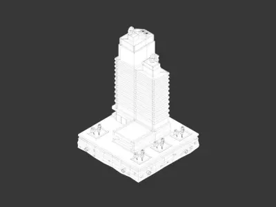 Cartoon Low Poly Business Center Low-poly 3D model