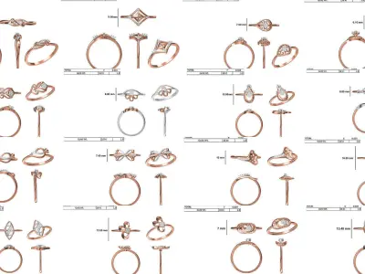 129 Women Light Weight Ring STL OBJ FBX JCD Details Collection 3D Model Pack
